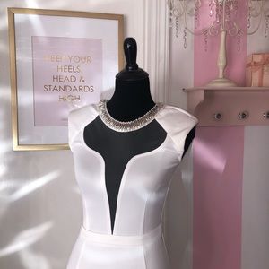 Sabo Skirt Sterling beaded white mesh-front dress